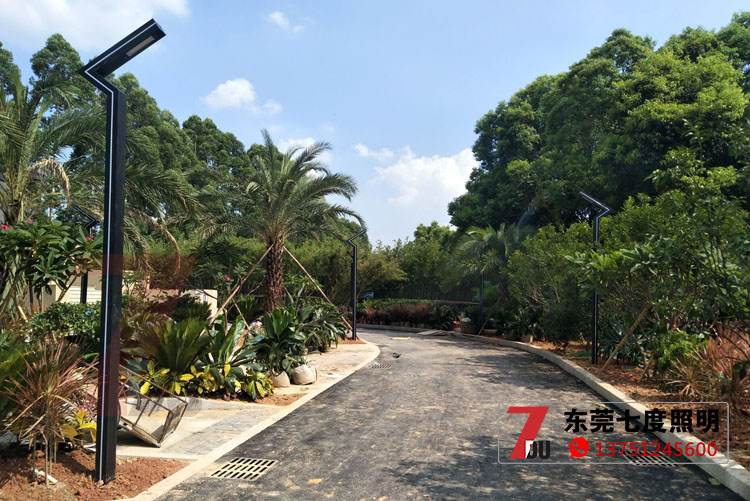 戶外現(xiàn)代LED庭院燈園區(qū)步道兩側(cè)安裝實(shí)景
