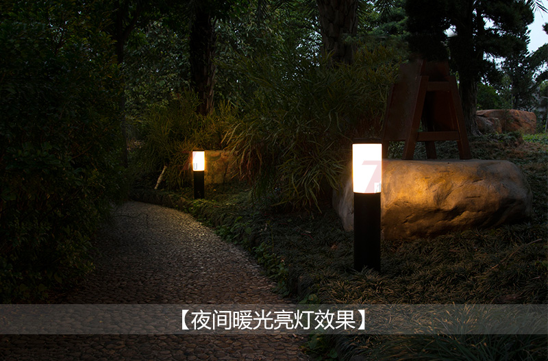 (QDCPD-015)圓柱式現(xiàn)代led草坪燈安裝實(shí)景亮燈暖光效果展示