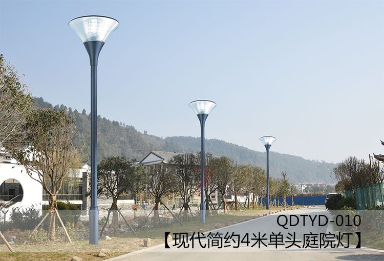 園林現(xiàn)代簡約4米單頭庭院燈安裝效果樣式圖片