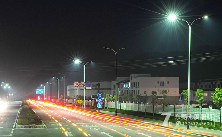 工業(yè)園區(qū)10米單臂LED路燈亮燈效果