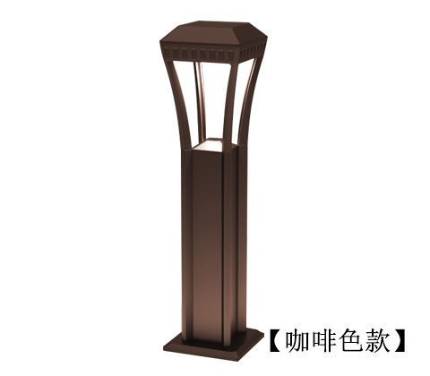 (QDCPD-018)方柱形LED現(xiàn)代新中式草坪燈外觀咖啡色效果