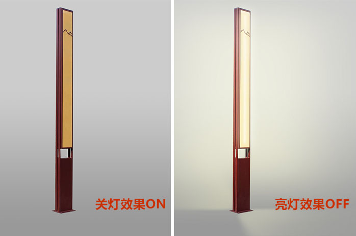 QDJGDZ-034特色新中式仿云石庭院景觀燈柱關(guān)燈與亮燈效果實(shí)拍